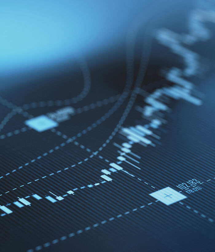 Blue financial graph showing the development of banking and financial solutions
