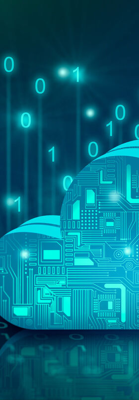 Virtual blue cloud representing the relevance of secure data transmission within banking and financial solutions