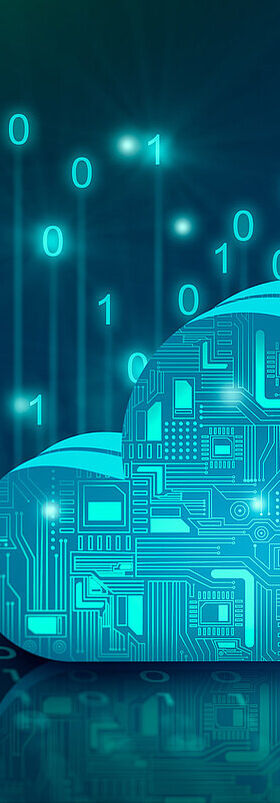 Virtual blue cloud representing the relevance of secure data transmission within banking and financial solutions