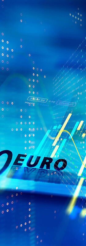 Hospitality IT Solutions 100 euros and a financial graph showing the development of hospitality IT solutions