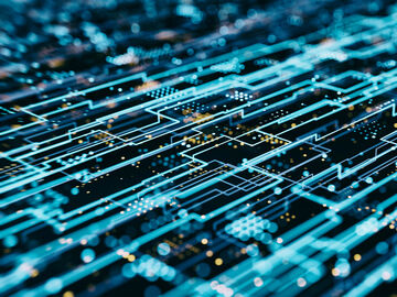 Abstract lines representing the network of artificial intelligence in a smart city