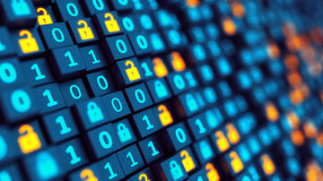 Data security Closed and open padlocks, along with zeros and ones, visualize how T Business data security solutions, such as on-net security, protect your network.