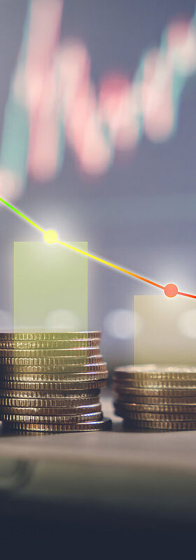 Logistics IT Solutions A diagram consisting of growing stacks of money, representing how much money can be saved with the right logistics IT solutions