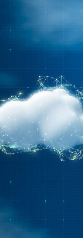 Data security A cloud with a stylized network symbolizes how to exploit cloud potential with data security solutions from T Business.