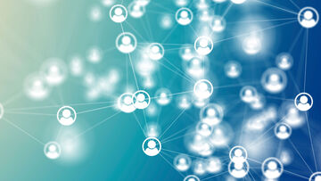 Data security An abstract representation of a social network visualizes T Business data security solutions such as identity and access management.