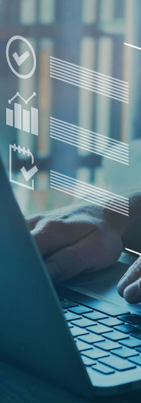 Small Business Security Person looking for small business security on their laptop