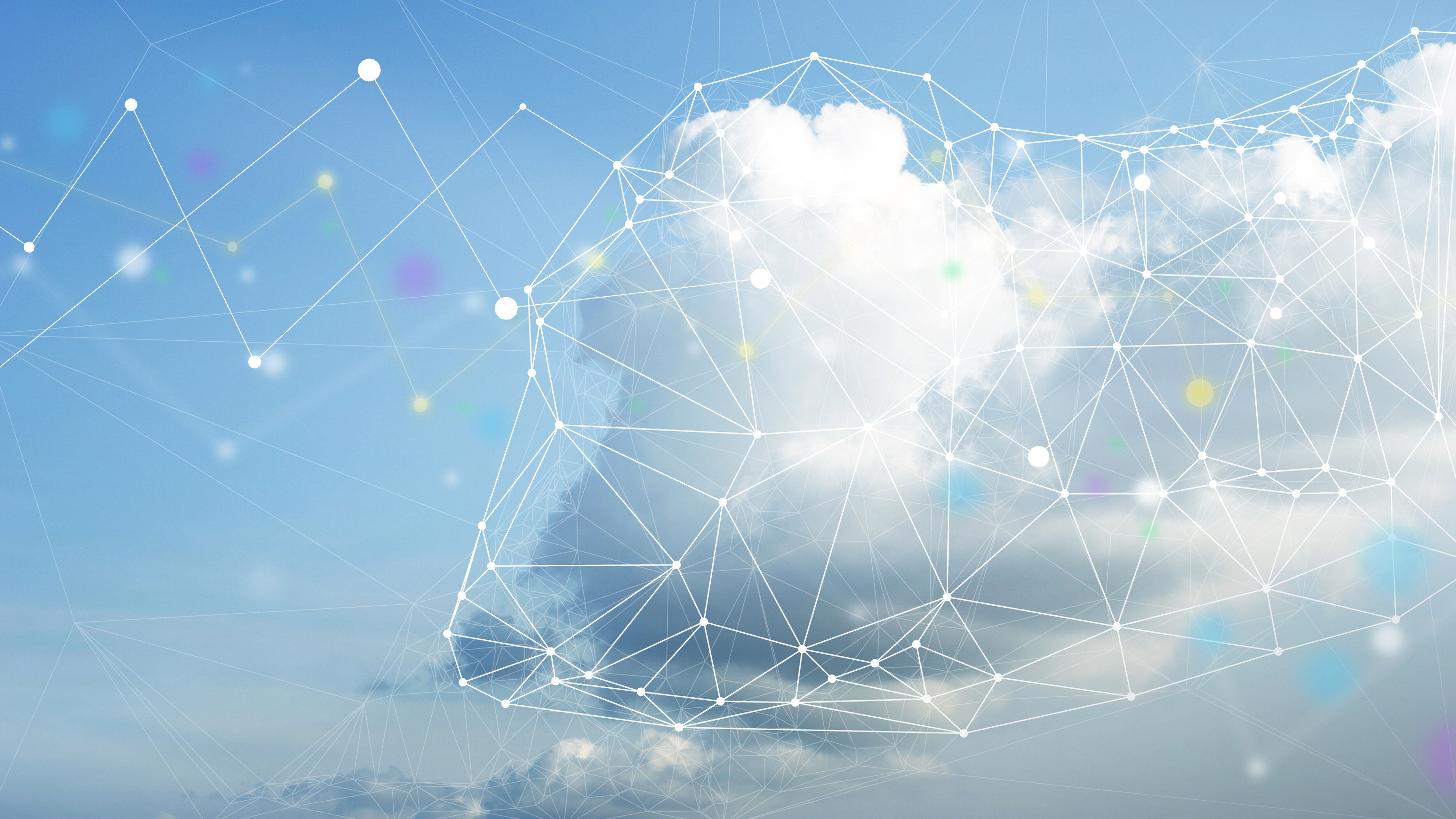 Cloud Computing A cloud with several connected points visualizes hybrid and multi-cloud solutions in cloud computing from T Business.