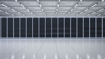 Business IT security A giant data center from the inside, represents backup solutions within business IT security by T Business.