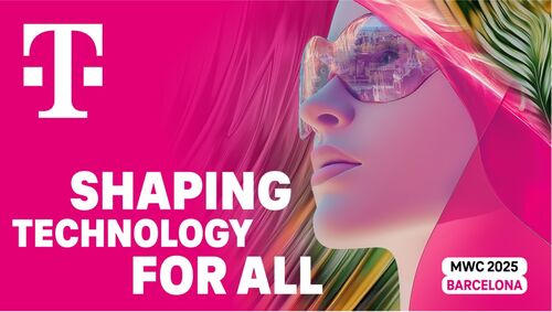 Shaping technology for all The key visual of T Business at MWC 2025 in Barcelona.
