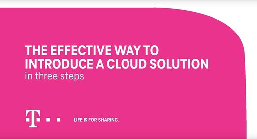 A big magenta shape on white background saying "The Effective Way To Introduce A Cloud Solution in three steps".