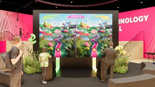 The booth of T Business at the MWC 2025 in Barcelona The mini-game at the booth of T Business at the MWC 2025 in Barcelona.