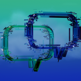 A blue and turquoise background with a blue and turquoise speech bubble.