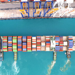 A container ship entering the port that works with connectivity solutions | T Business