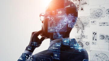 Cloud migration A man thinking about cloud migration, a T Business solution.