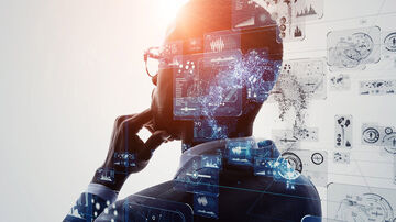 Cloud migration A man thinking about cloud migration, a T Business solution.