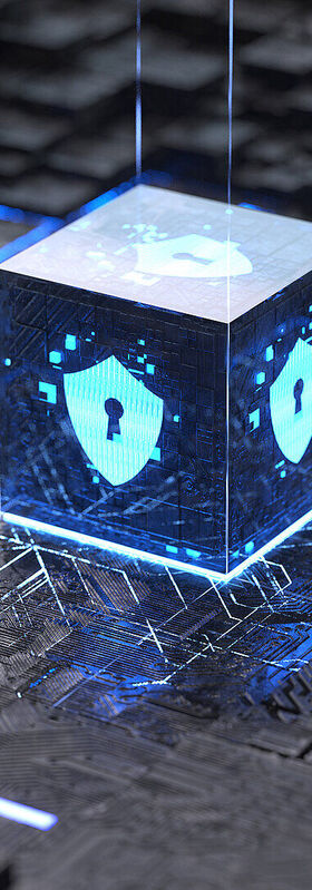 Shield icon representing the security of a smart city | T Business