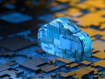 Cloud Computing A stylized cloud of computer chips symbolizes the secure migration to the cloud with cloud computing from T Business.