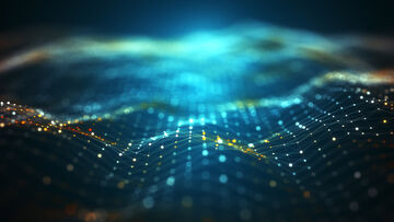Business IT security An abstract background with dots connected by lines symbolizes the Endpoint Detection and Response service, a business IT security solution from T Business.