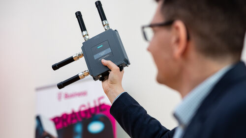 Digital Transformation of Manufacturing Industry A speaker showing technology at Digital Transformation of Manufacturing Industry