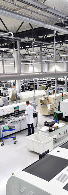 Modern industrial factory for the production of electronic components, that are used for banking and financial solutions